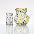 Pitcher en verre soufflé par confetti Mexique